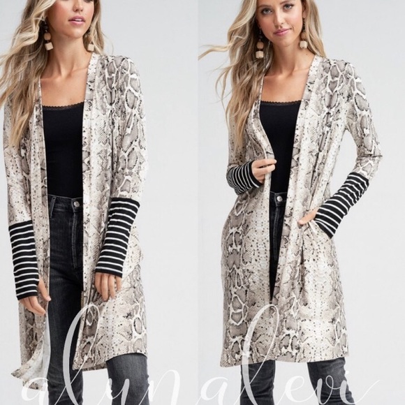 Snakeskin & Stripes Maxi Cardigan Duster